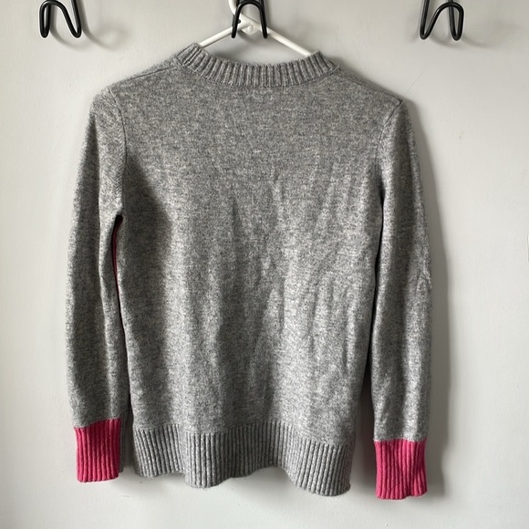 Kinross Cashmere, small, light gray w/ pink cuffs, SOFT warm fuzzy cozy sweater - Picture 5 of 7